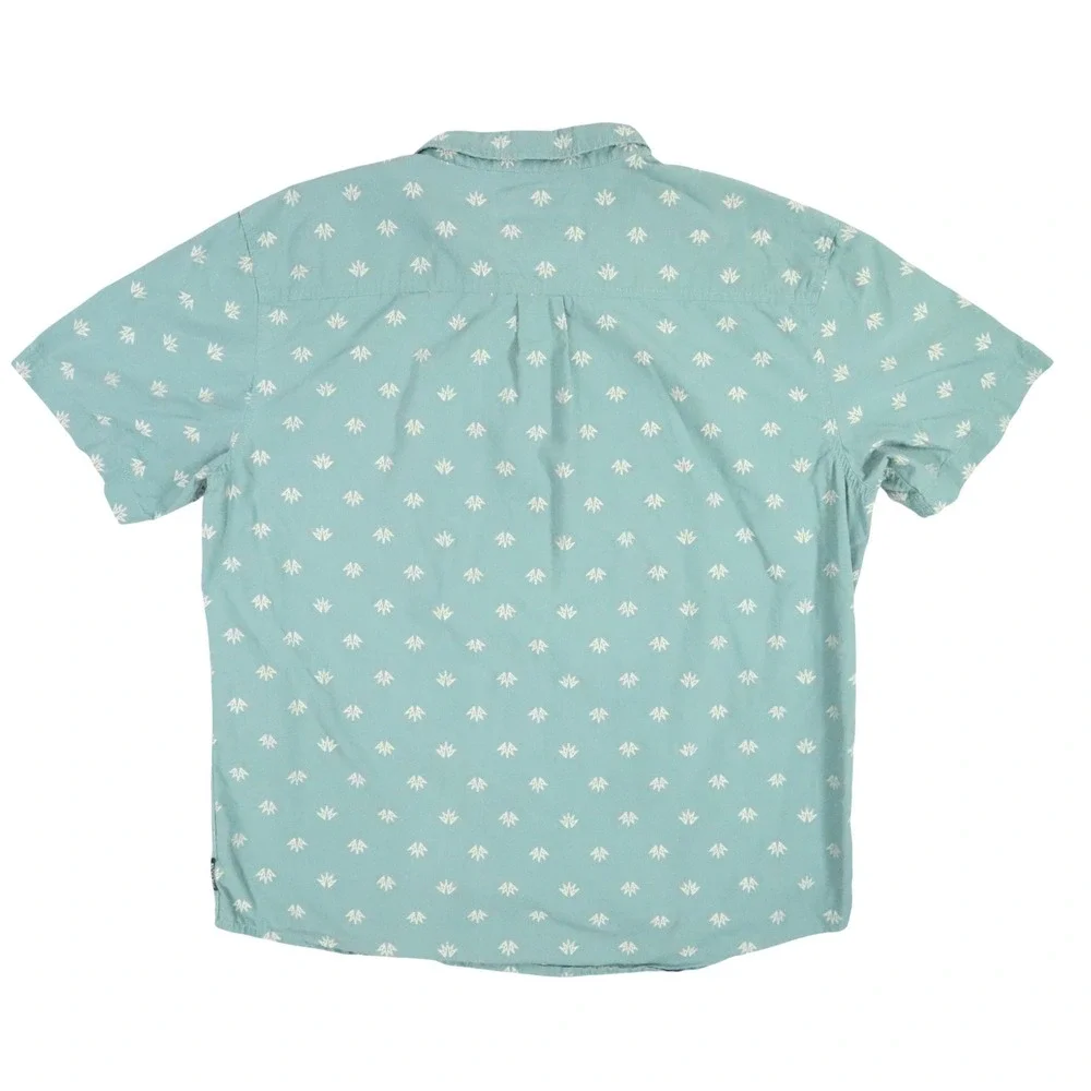 Prana Agave Leaf AOP Shirt Mens XL Teal Green Slim Fit Button Down Organic Blend - Picture 2 of 7